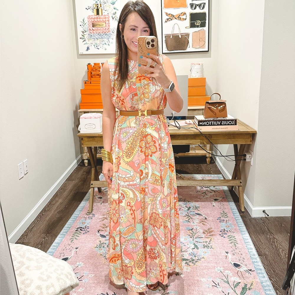Aura peach multi print maxi dress - Picture 2 of 3
